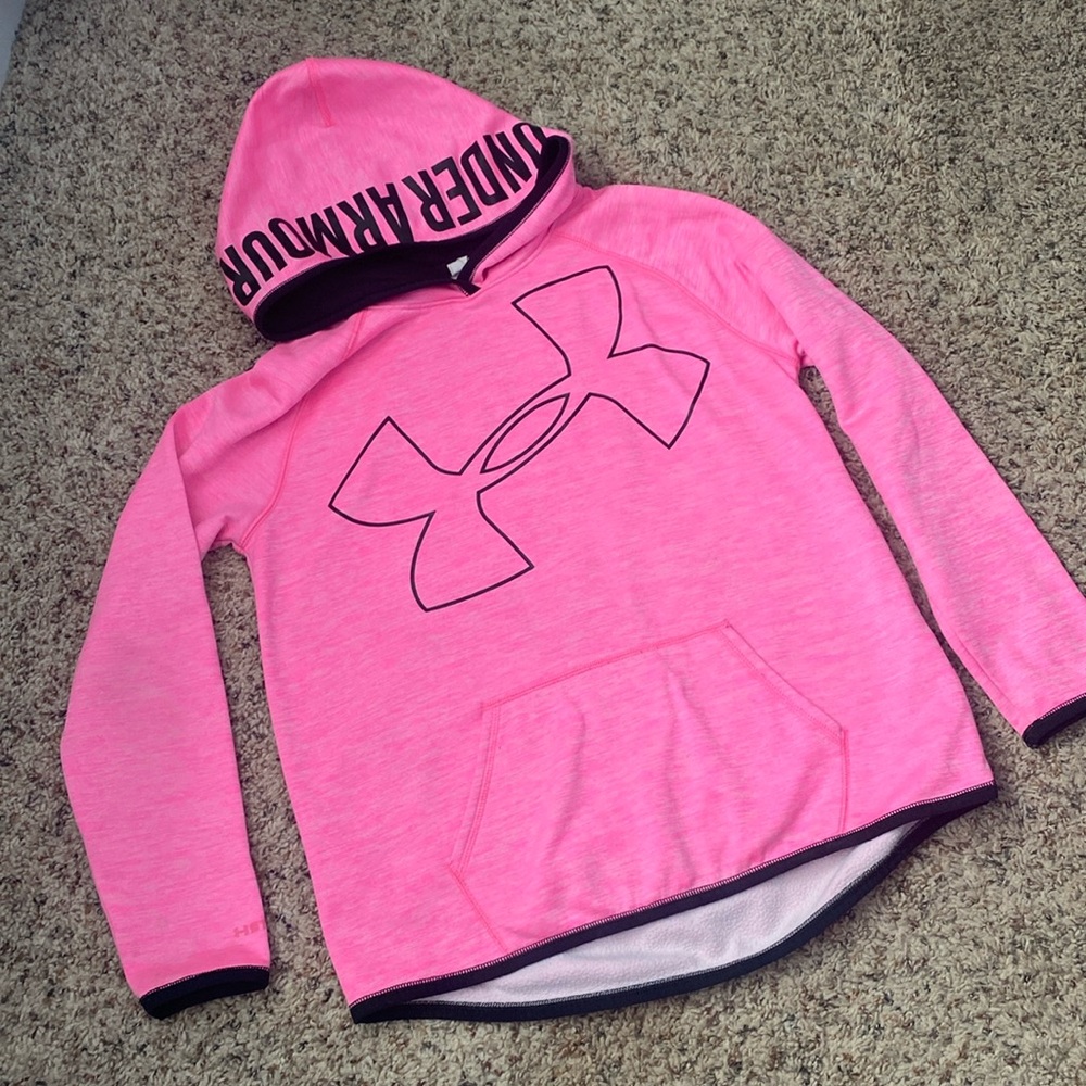 Under Armour Neon Pink Hoodie - size Youth Large